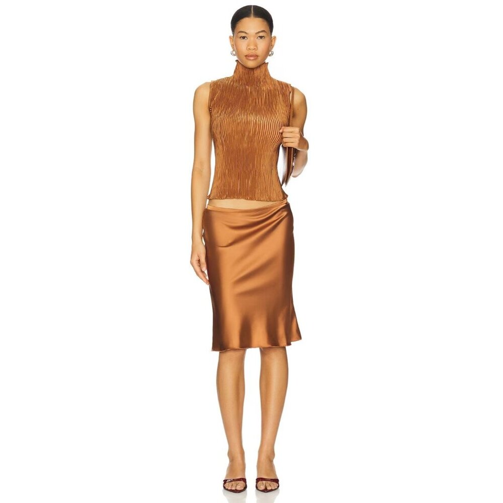 Lioness Shoreline Midi Skirt in Umber Xsmall New Womens Satin